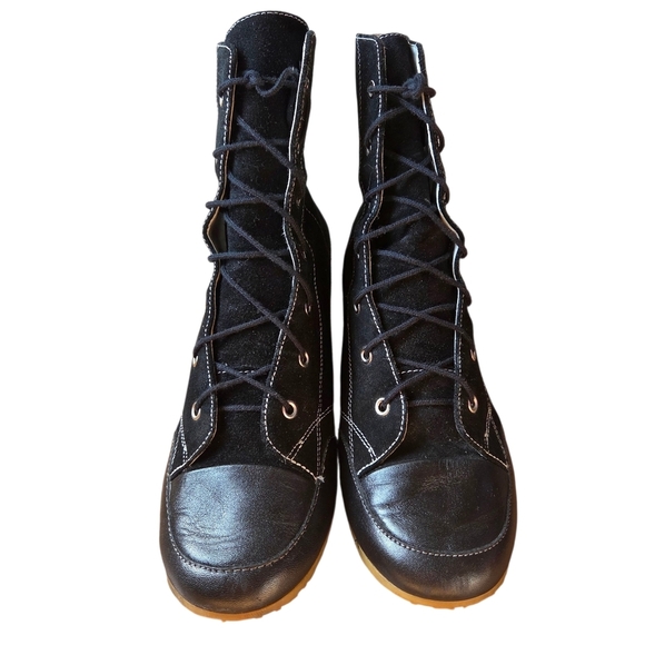 Zigi New York Kitten Low Heel Leather Lace-up Ankle Boho Casual Booties Size 10 - Picture 4 of 12